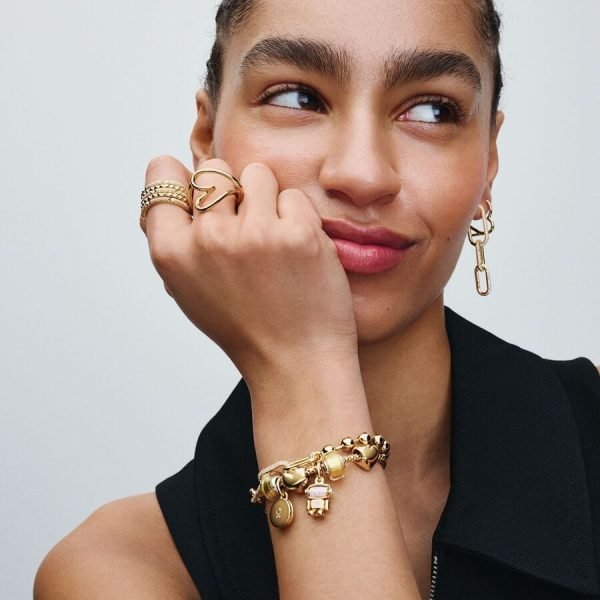 New Fashionable Sparkling Pearl Gold Twisted Original Logo Love Wrapped Ring Suitable for Girlfriends and Family Holiday Fashion Jewelry Gifts - 图片 7