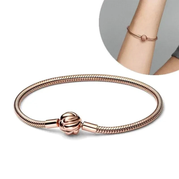 New S925 Sterling Silver Moments Concentric Knot Good Luck Chain Snake Bone Chain Women's Gift Bracelet DIY Jewelry - 图片 5