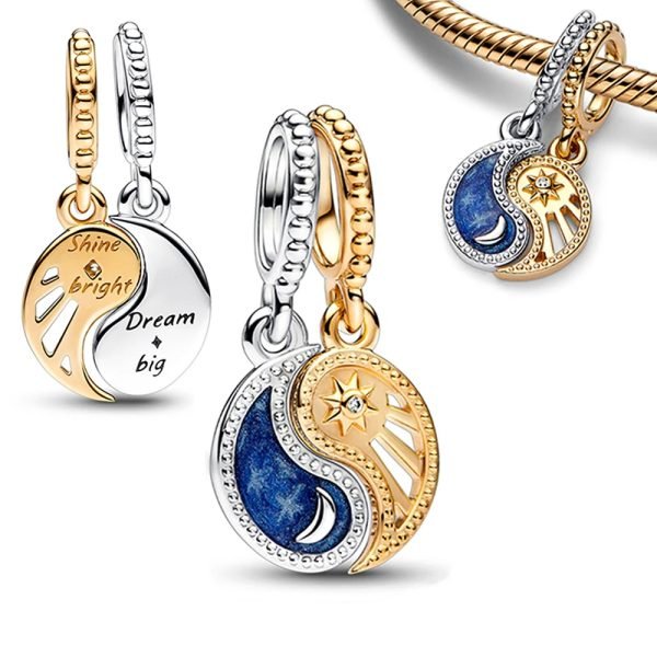 Creative Women's Clover Combination Original Logo Heart shaped Sun and Moon Charm Gift for For and Family Holiday Gift Bracelet Jewelry - 图片 4