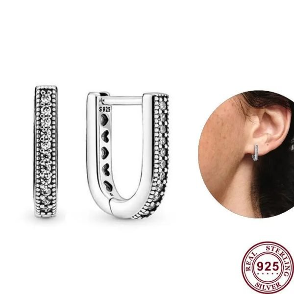 Original Women's Sparkling Wave Love Heart Logo ME Chain Earrings Suitable for Girlfriends and Family Holiday Gifts Jewelry - 图片 2