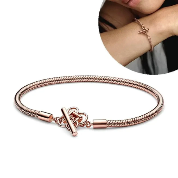 New S925 Sterling Silver Moments Concentric Knot Good Luck Chain Snake Bone Chain Women's Gift Bracelet DIY Jewelry - 图片 3