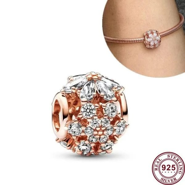 New Sparkling Snowflake Women's Original Logo Heart shaped Bell Charm For Girlfriends and Relatives Holiday Gift Bracelet Jewelry - 图片 2