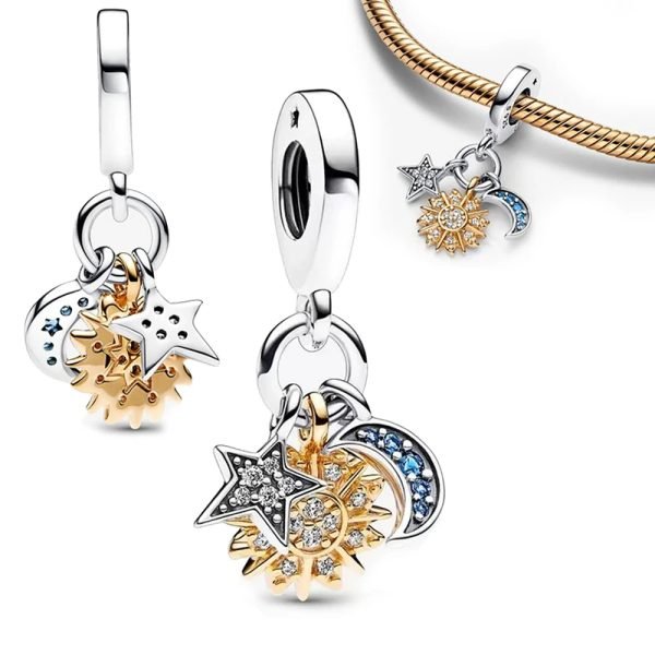 Creative Women's Clover Combination Original Logo Heart shaped Sun and Moon Charm Gift for For and Family Holiday Gift Bracelet Jewelry - 图片 6