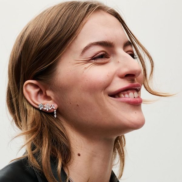 New Sparkling Crimson Daisy Women's Original Logo Flower Earrings For Girlfriend and Family Holiday Gifts Jewelry - 图片 7