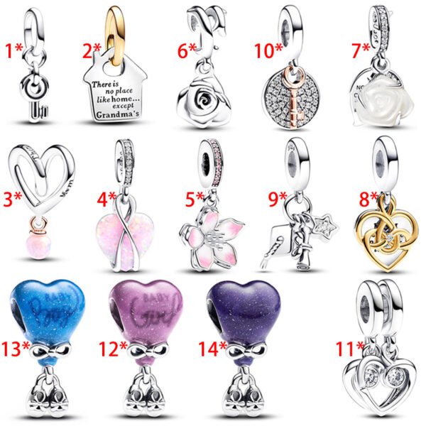 Fashionable Original Rose Women's Logo Eternal Love Heart Balloon Charm Suitable for Girlfriends and Family Holiday Gifts Jewelry