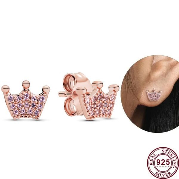 New Fashionable Women's Sparkling Eternal O-shaped Original Logo Crown Earrings For Girlfriend and Family Holiday Gifts Jewelry - 图片 6