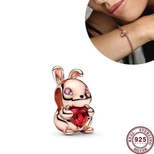 Creative Women's Heart shaped Padlock Original Logo Good Luck Rabbit Charm For Girlfriends and Relatives Holiday Gift Bracelet Jewelry - 图片 2