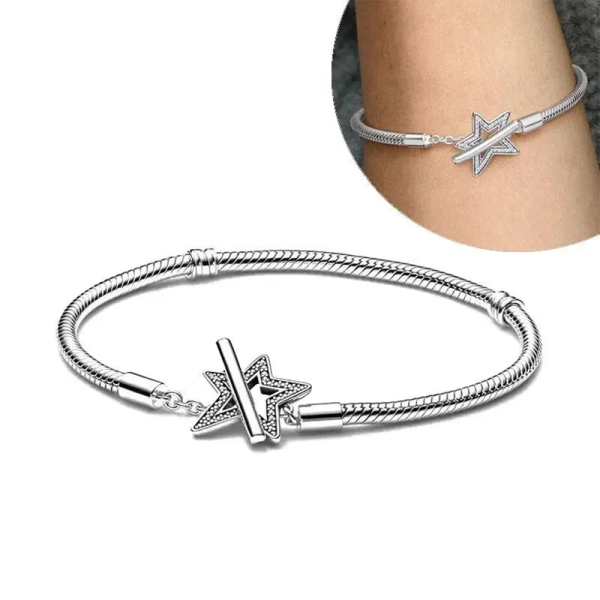 New S925 Sterling Silver Meteor Double Chain Star Track Chain Bracelet Star Chain Women's Gift Bracelet DIY Jewelry - 图片 5