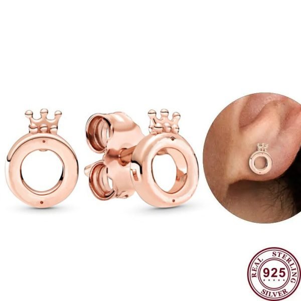 New Fashionable Women's Sparkling Eternal O-shaped Original Logo Crown Earrings For Girlfriend and Family Holiday Gifts Jewelry - 图片 4