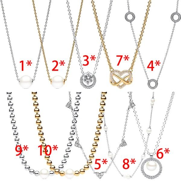 New S925 Sterling Silver Treated Freshwater Cultured Pearl & Beads Collier Necklace Ladies DIY Jewelry