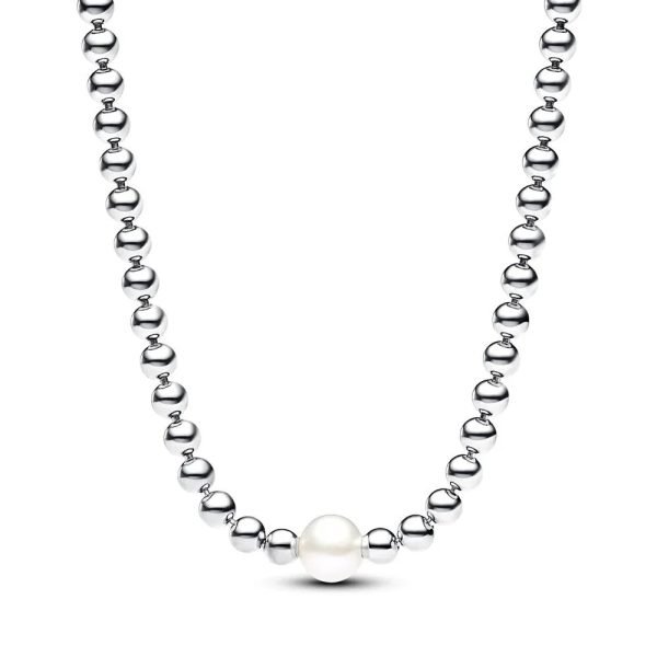 New S925 Sterling Silver Treated Freshwater Cultured Pearl & Beads Collier Necklace Ladies DIY Jewelry - 图片 5