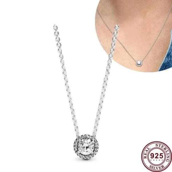 New S925 Sterling Silver Elevated Heart Family Always Encircled Pendant Necklace Ladies DIY Jewelry - 图片 5
