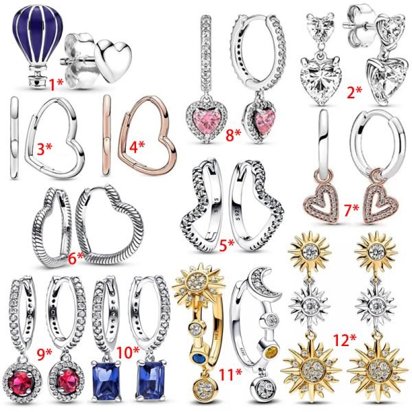 New Fashion Inlaid Sparkling Love Zircon Women's Original Logo Sun Moon Daisy Earrings For Girlfriend and Family Holiday Gifts Jewelry