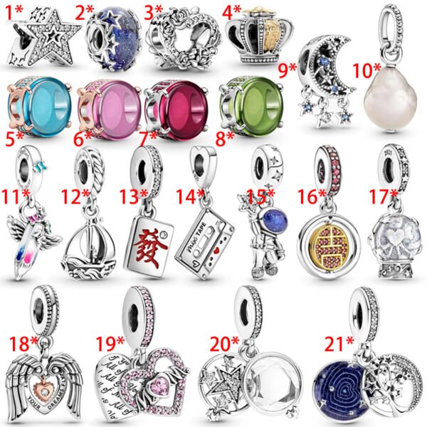 Creative Lucky Star Moon Lady Original Logo Astronaut Crayon Charm Pendant For Girlfriend Family Holiday Gift Bracelet Jewelry