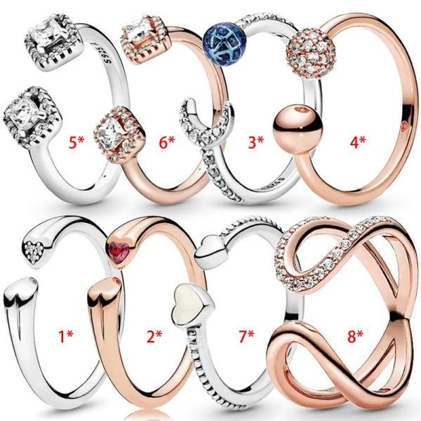 Creative Shining Sun Moon Planet Women's Original Logo Love Heart Open Ring For Girlfriend Family Holiday Fashion Jewelry Gift
