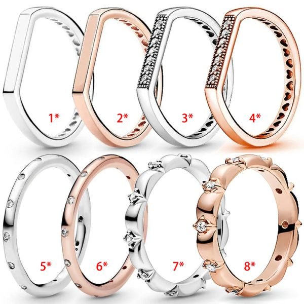 Creative Sparkling Waterdrop Ladies Original Logo Strip Stacked Petal Ring For Girlfriend and Family Holiday Fashion Jewelry Gift