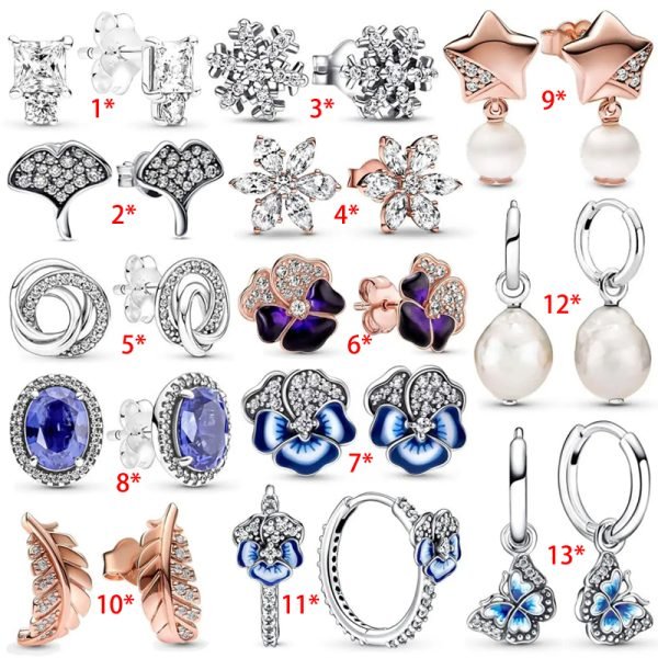 Original Women's Sparkling Crimson Snowflake Logo Pearl Butterfly Earrings Suitable for Girlfriends and Family Holiday Gifts Jewelry