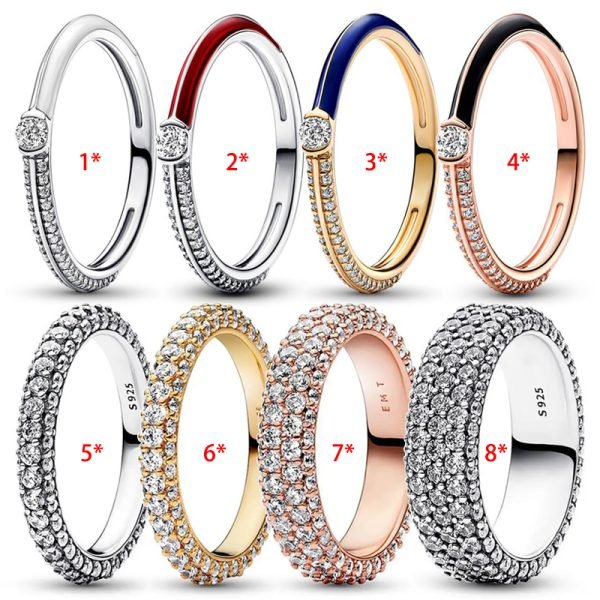 Sparkling Double Row Pav é Inlay Original Logo ME Dropped Rubber Ring For Girlfriend, Family, Holiday Fashion Jewelry Gifts