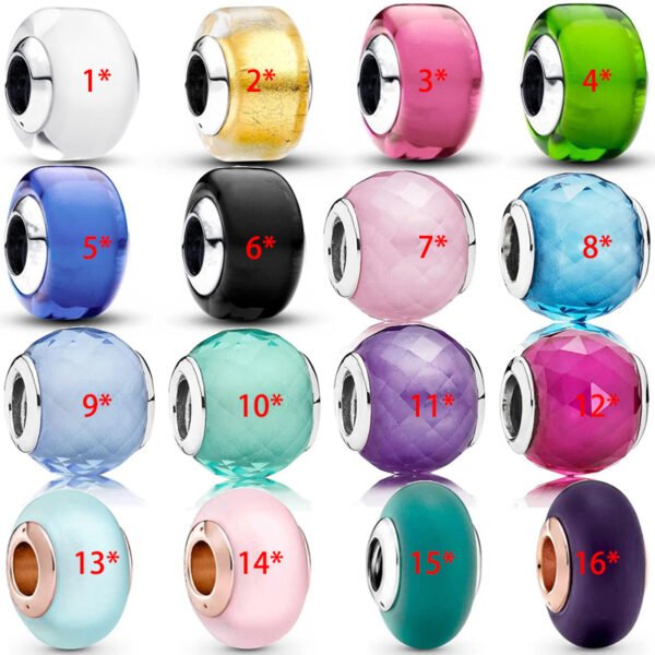 New Creative Cut Matte Women's Original Logo Mini Murano Glass Beads Charm For Girlfriends and Family Holiday Gifts Bracelet Jewelry