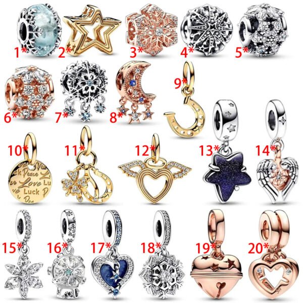 New Sparkling Snowflake Women's Original Logo Heart shaped Bell Charm For Girlfriends and Relatives Holiday Gift Bracelet Jewelry