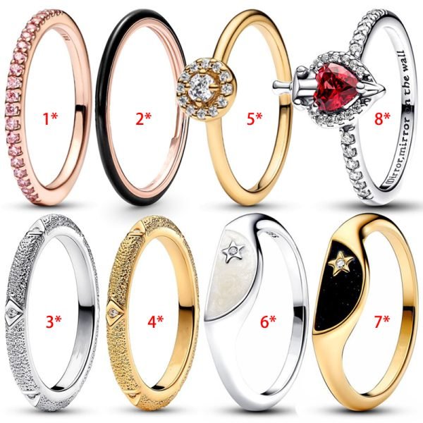 New PAV É Inlay ME Enamel Original Logo Queen Love Heart Dagger Ring For Girlfriend Family Holiday Fashion Jewelry Gift