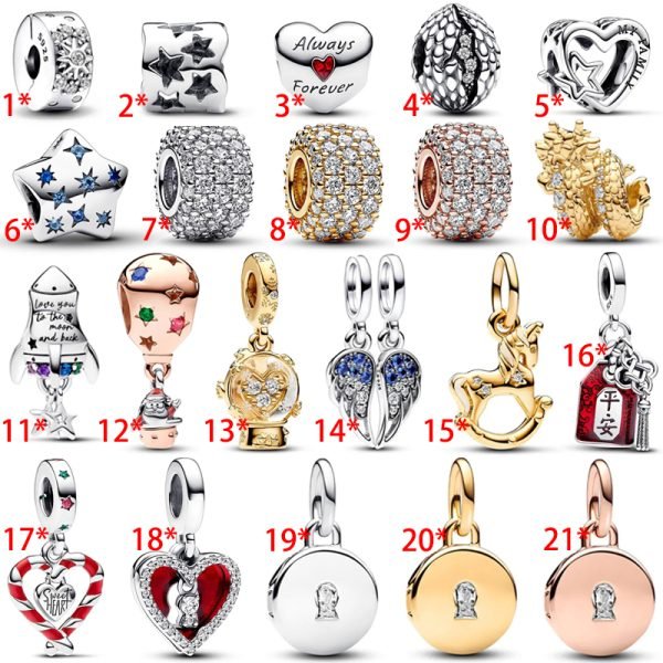 Creative Heart shaped Space Star Women's Original Logo Angel Wings Charm Gift for For and Family Holiday Gift Bracelet Jewelry
