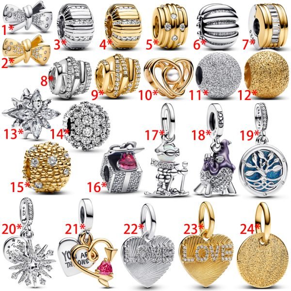 New Love Heart Bow Women's Original Logo Snowflake Star Charm Gift for For and Family Holiday Gift Bracelet Jewelry