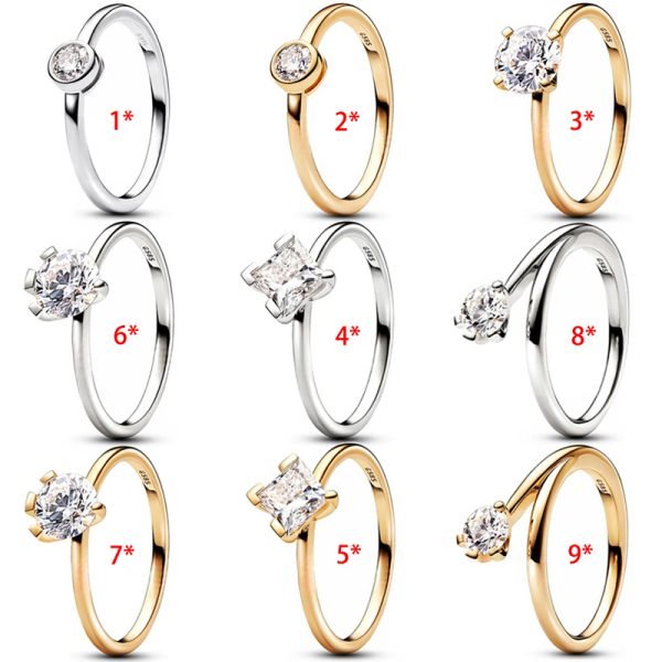 New Fashion Inlaid Sparkling Zircon Original Logo Love Heart Crown Ring For Girlfriend and Family Holiday Fashion Jewelry Gift