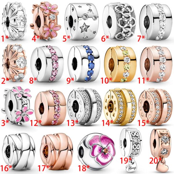 Creative Sparkling Aperture Daisy Women's Original Logo Eternal Heart Charm Fixed Clip For Girlfriend and Family Holiday Gift Bracelet Jewelry