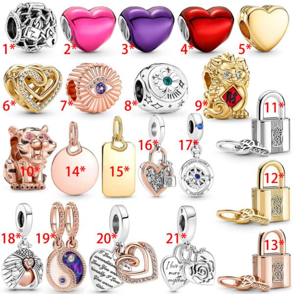 Fashion Love Heart All Knowing Eye Women's Original Logo Rose Love Lock Charm For Girlfriend Family Holiday Gift Bracelet Jewelry