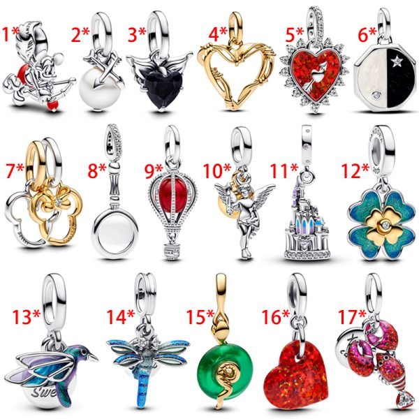 New 925 Silver Angel Dragonfly Women's Love Pearl Logo Charm Jewelry Suitable for Pandora Bracelet Necklace Fashion Festival Gift