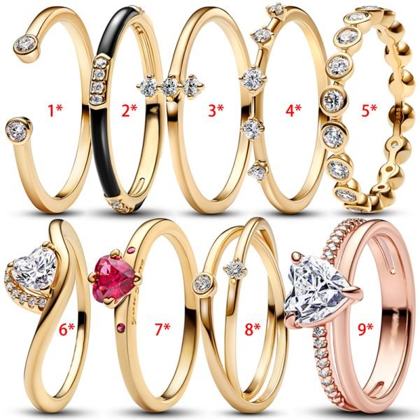 New 925 Silver Love Heart Gemstone Women's Simple Logo Ring Jewelry Fashion Festival Gift