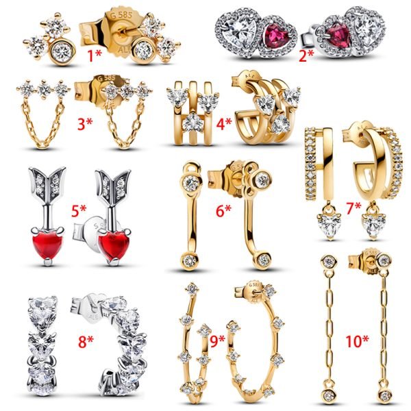 New 925 Silver Love Diamond Women's Simple Logo Chain Tassel Earrings Jewelry Fashion Festival Gift