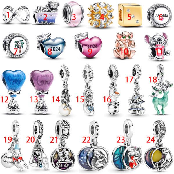 Creative Love Heart Balloon Mermaid Fashion Minnie Original Logo Charm Suitable Pandora Bracelet Necklace